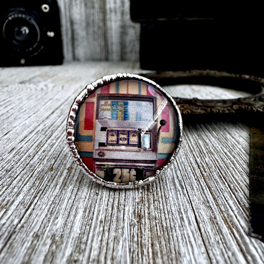 Road To Nowhere - Vintage Slot Machine Ring Fine Silver Size 7 / One of a Kind