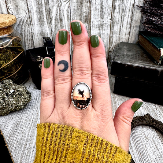 Road To Nowhere - Vintage Cowboy On Horse Ring Fine Silver Size 8.5 / One of a Kind
