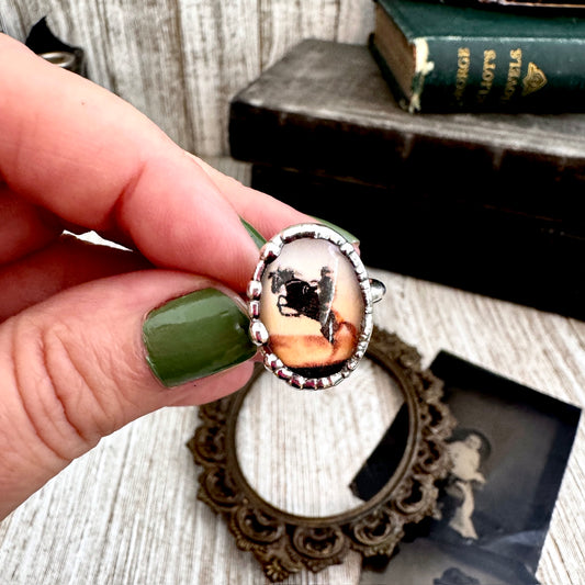 Road To Nowhere - Vintage Cowboy On Horse Ring Fine Silver Size 8 / One of a Kind
