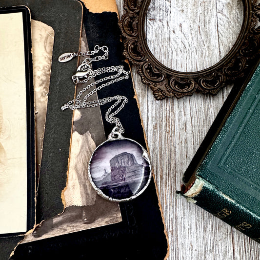 Road To Nowhere - Cowboy on Horse / Desert Necklace Fine Silver - One of a Kind