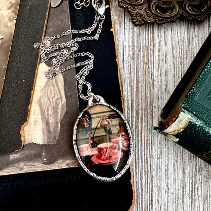Road To Nowhere - Vintage Tea Cup Necklace Fine Silver - One of a Kind