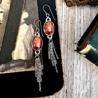 Road To Nowhere - Vintage Dive Bar Toilet Fine Silver Long Fringe Earrings