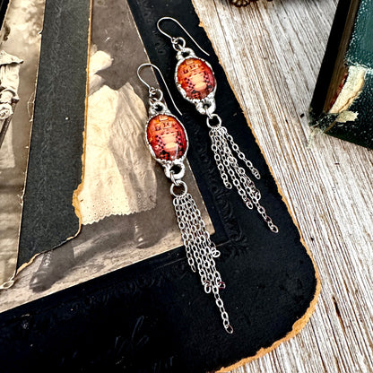 Road To Nowhere - Vintage Dive Bar Toilet Fine Silver Long Fringe Earrings