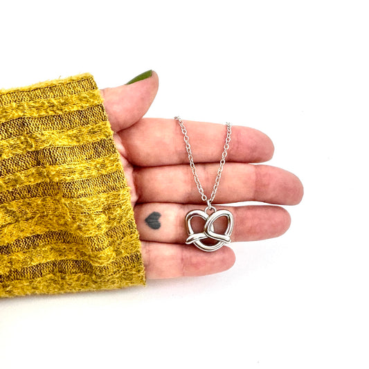 Pretzel Charm stainless steel pendant necklace from the Lucky Charm Bar at Foxlark