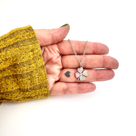 Four Leaf Clover Charm stainless steel lucky pendant necklace from the Lucky Charm Bar at Foxlark