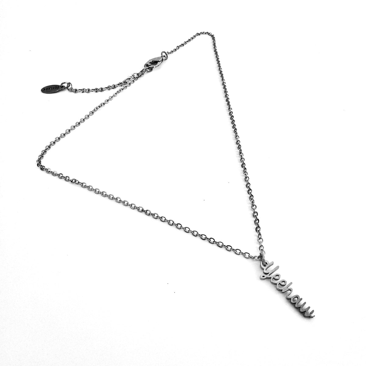 Yeehaw Charm stainless steel western pendant necklace from the Lucky Charm Bar at Foxlark