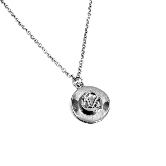 Cowboy Hat Charm stainless steel western pendant necklace from the Lucky Charm Bar at Foxlark
