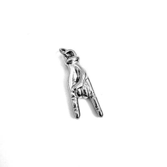 Rock On Hand Charm stainless steel pendant necklace from the Lucky Charm Bar at Foxlark
