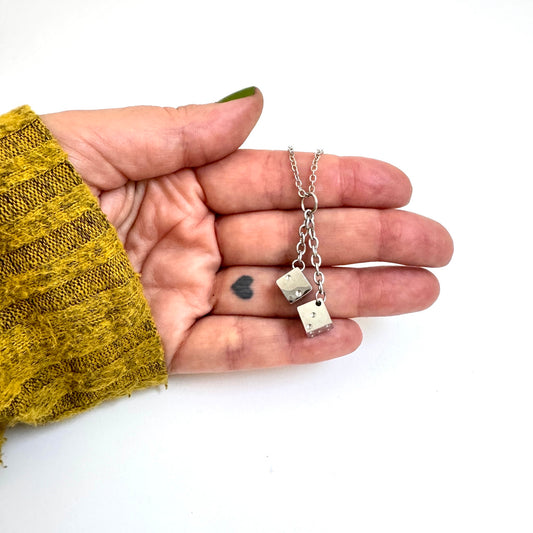 Dice Charm stainless steel lucky pendant necklace from the Lucky Charm Bar at Foxlark