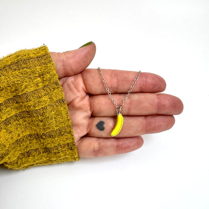 Banana Charm stainless steel pendant necklace from the Lucky Charm Bar at Foxlark