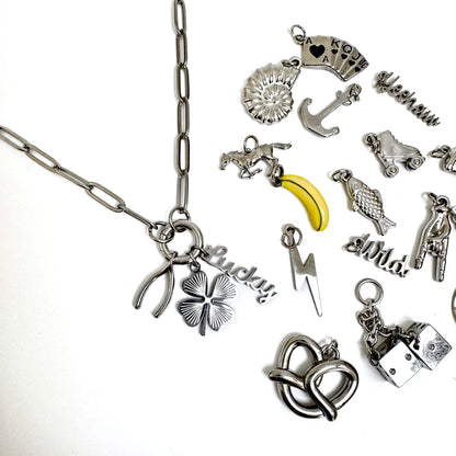 The Everyone's Obsessed Charm Collector Necklace - Paperclip Carabiner Chain from the Lucky Charm Bar by Foxlark