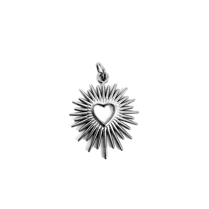 Sunburst Heart Charm stainless steel pendant necklace from the Lucky Charm Bar at Foxlark