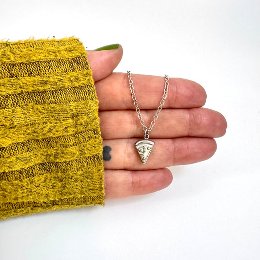 Pizza Slice Charm stainless steel pendant necklace from the Lucky Charm Bar at Foxlark