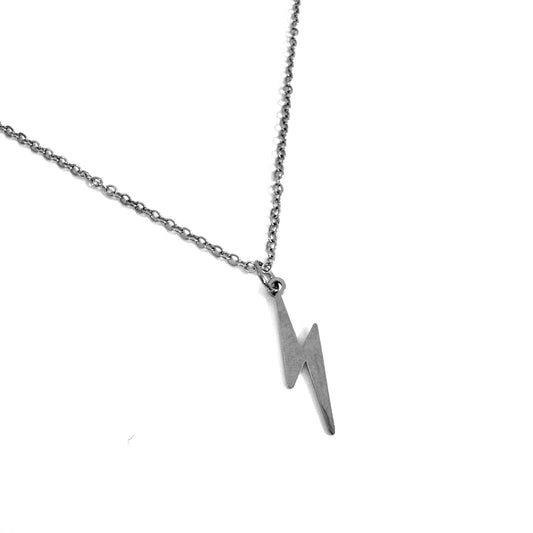 Lightning Bolt Charm stainless steel pendant necklace from the Lucky Charm Bar at Foxlark