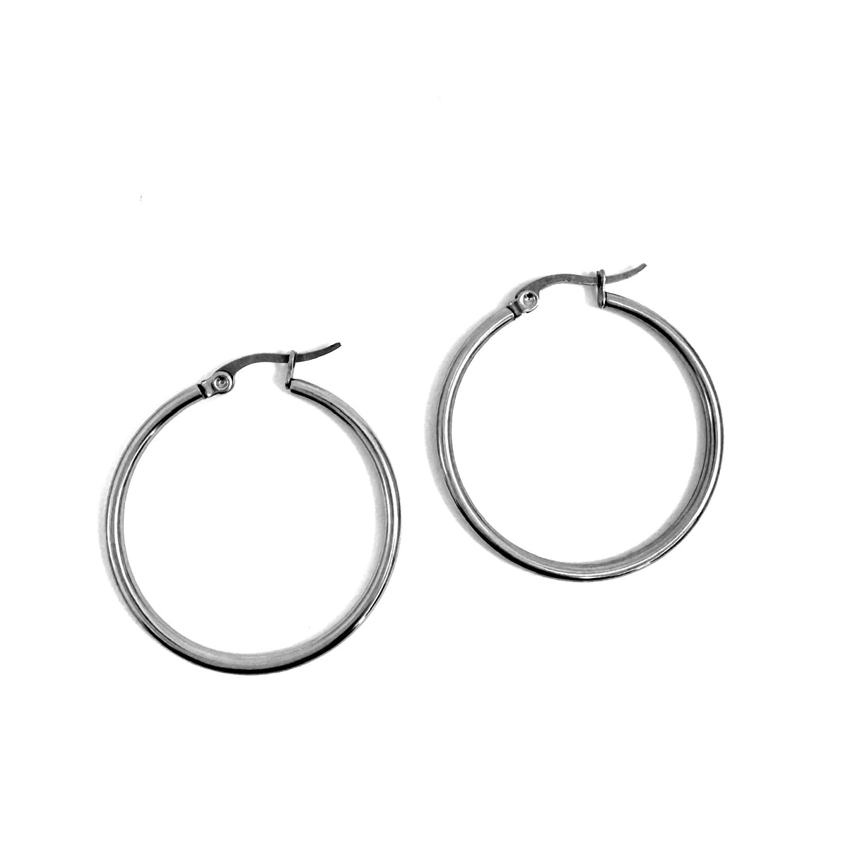 The Everyday Charm Collector Hoop Earrings - Round Tube Stainless Steel Earring Hoops from the Lucky Charm Bar by Foxlark