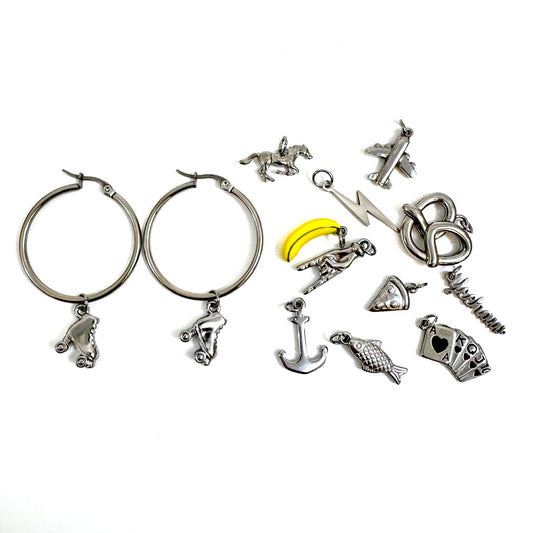 The Everyday Charm Collector Hoop Earrings - Round Tube Stainless Steel Earring Hoops from the Lucky Charm Bar by Foxlark