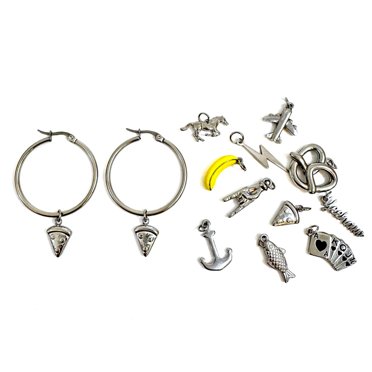 The Everyday Charm Collector Hoop Earrings - Round Tube Stainless Steel Earring Hoops from the Lucky Charm Bar by Foxlark