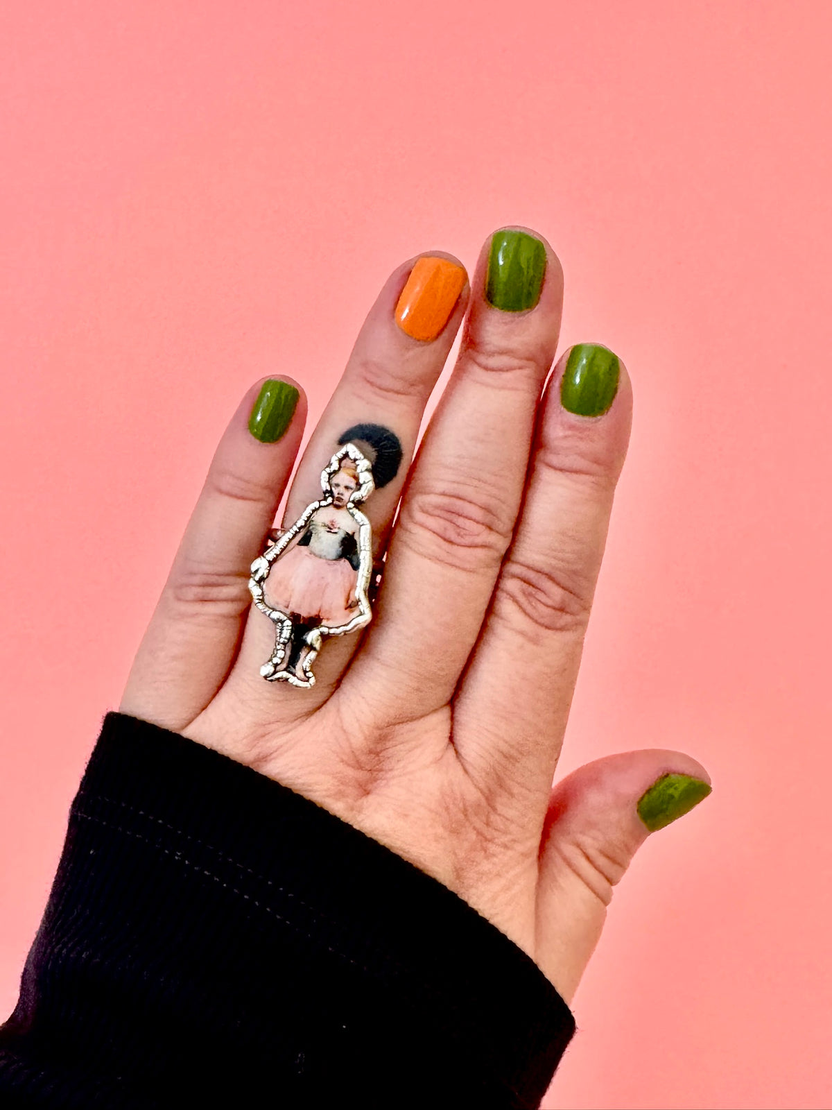 Pink Party Girls Statement Ring – Fine Silver, Sizes 7, 7.5, 8.5 | The Weirdlings Collection