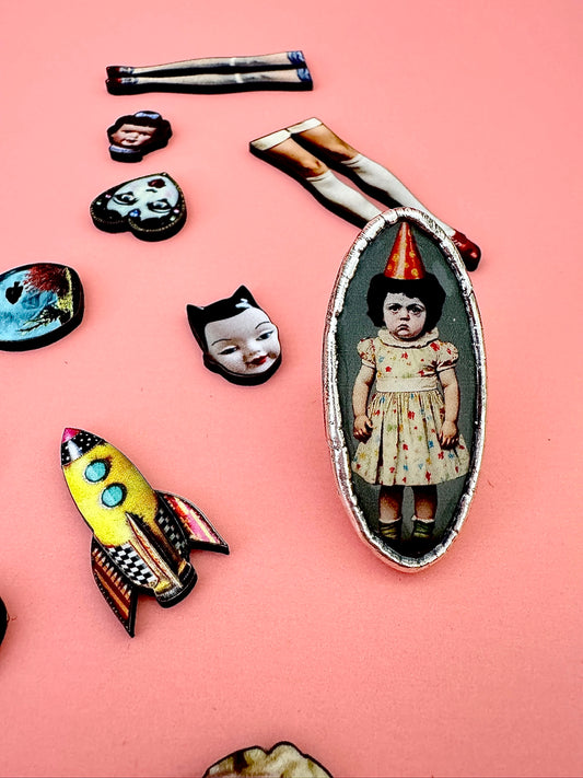 party girl statement ring, fine silver, size 8.5