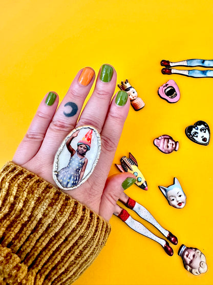 Party Girl Statement Ring – Fine Silver, Size 9 | The Weirdlings Collection
