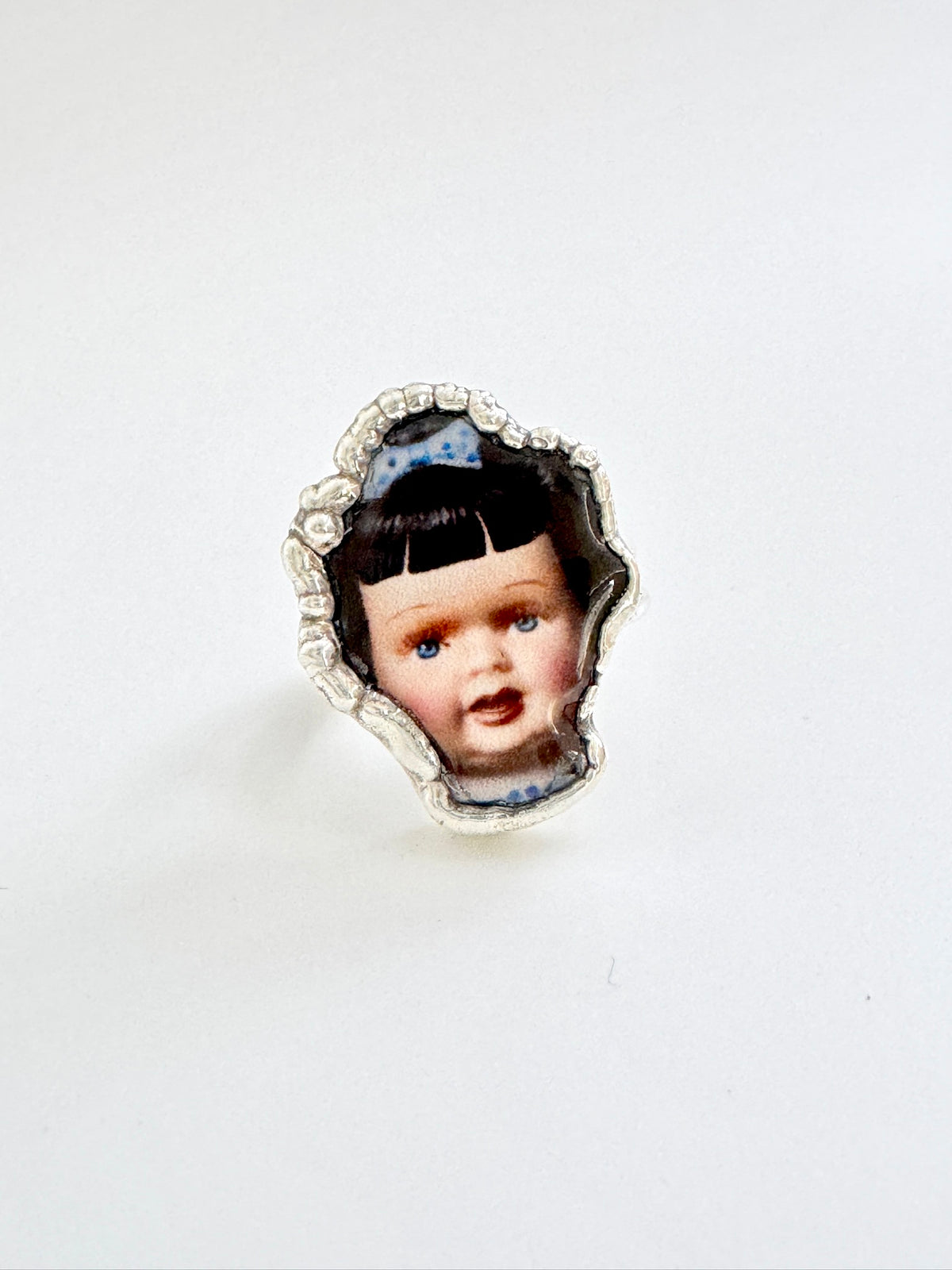 The Weirdlings Collection - Doll Head Ring | Size 9 | Fine Silver
