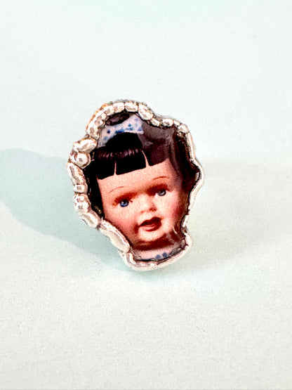 The Weirdlings Collection - Doll Head Ring | Size 9 | Fine Silver