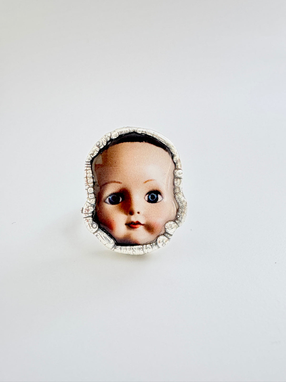 The Weirdlings Collection - Doll Head Ring | Size 9.5 | Fine Silver