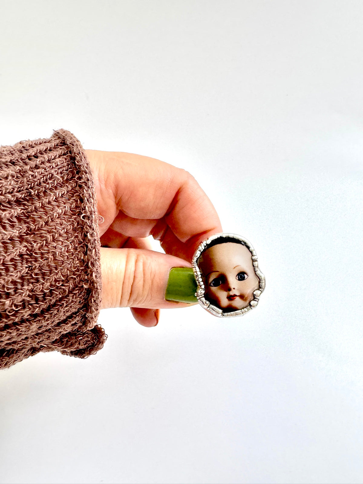 The Weirdlings Collection - Doll Head Ring | Size 9.5 | Fine Silver