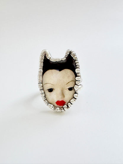 The Weirdlings Collection - Doll Head Ring | Size 7 | Fine Silver
