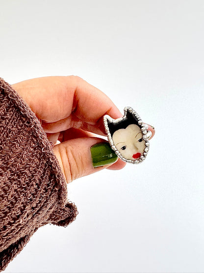 The Weirdlings Collection - Doll Head Ring | Size 7 | Fine Silver