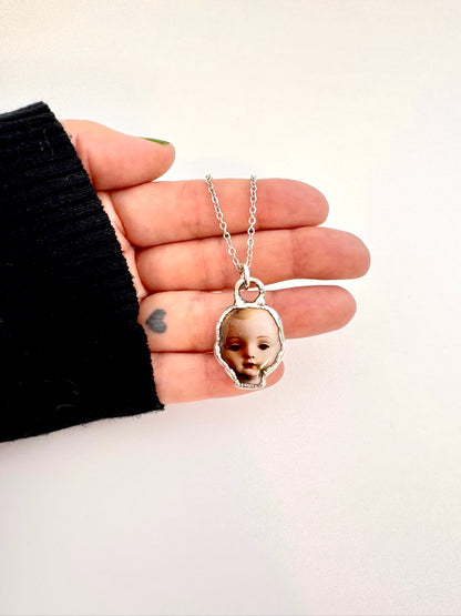 The Weirdlings Collection - Doll Head Necklace | Fine Silver