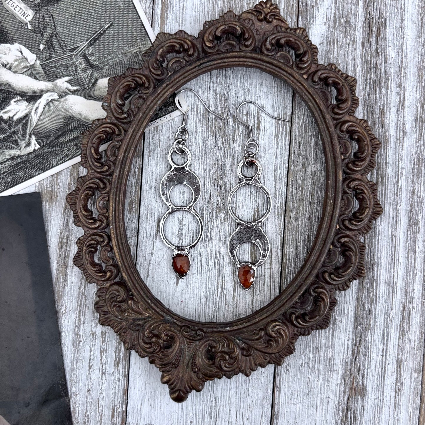 Orange Kyanite Fine Silver Crystal Drop Earrings / Long Dangle Witchy Earrings