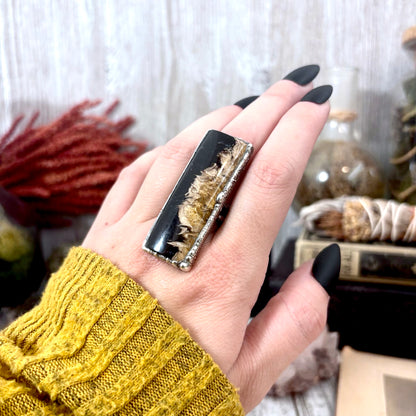 Fossilized Palm Root Crystal Ring Fine Silver Size 9 / Foxlark Collection - One of a Kind