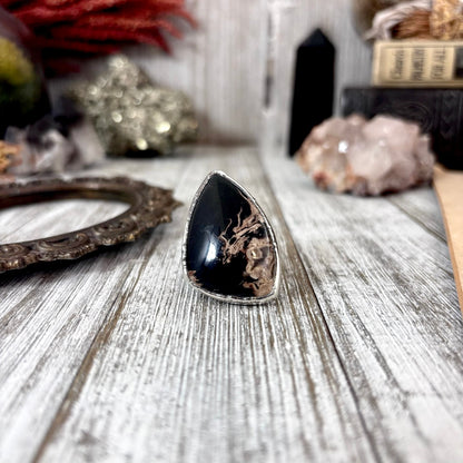 Fossilized Palm Root Crystal Ring Fine Silver Size 5.5 / Foxlark Collection - One of a Kind