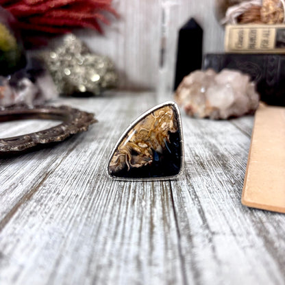 Fossilized Palm Root Crystal Ring Fine Silver Size 9 / Foxlark Collection - One of a Kind