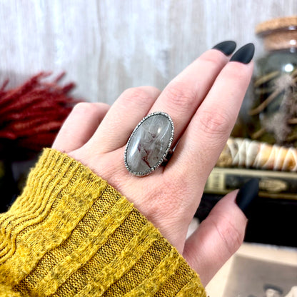 Rutilated Quartz Crystal Ring Fine Silver Size 9 / Foxlark Collection - One of a Kind