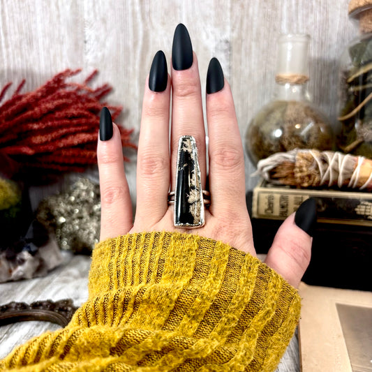 Fossilized Palm Root Crystal Ring Fine Silver Size 10 / Foxlark Collection - One of a Kind