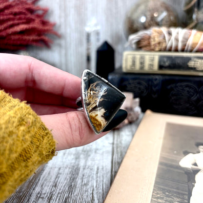 Fossilized Palm Root Crystal Ring Fine Silver Size 6.5 / Foxlark Collection - One of a Kind
