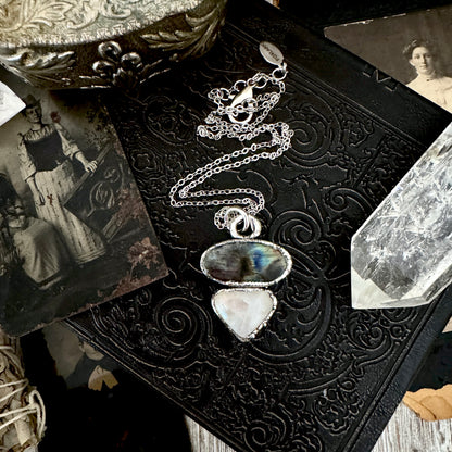 Multi Stone Labradorite Rainbow Moonstone Necklace Silver / Foxlark Collection