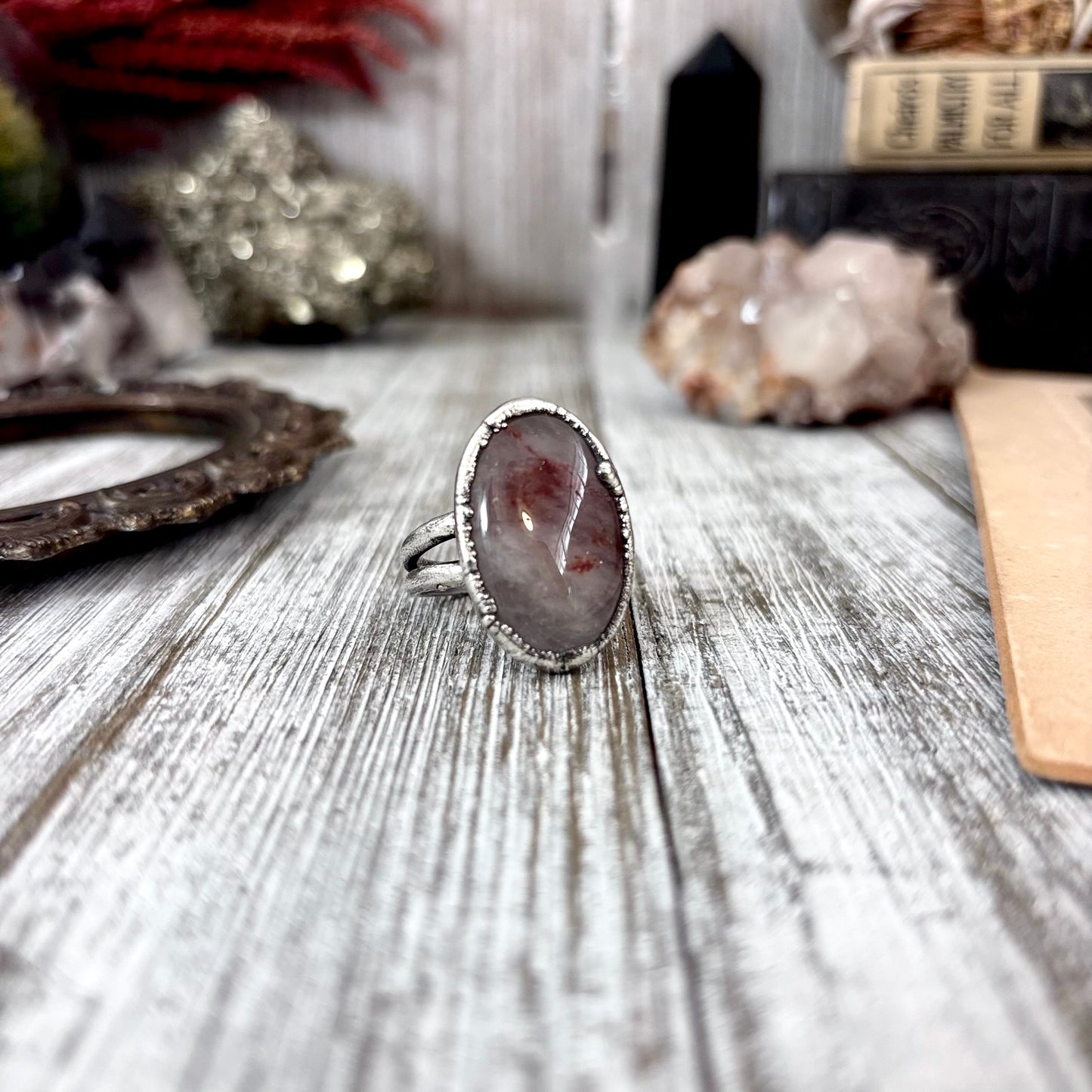 Rutilated Quartz Crystal Ring Fine Silver Size 10 / Foxlark Collection - One of a Kind