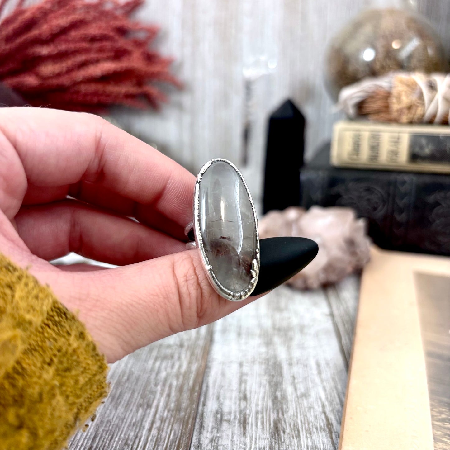 Rutilated Quartz Crystal Ring Fine Silver Size 6 / Foxlark Collection - One of a Kind