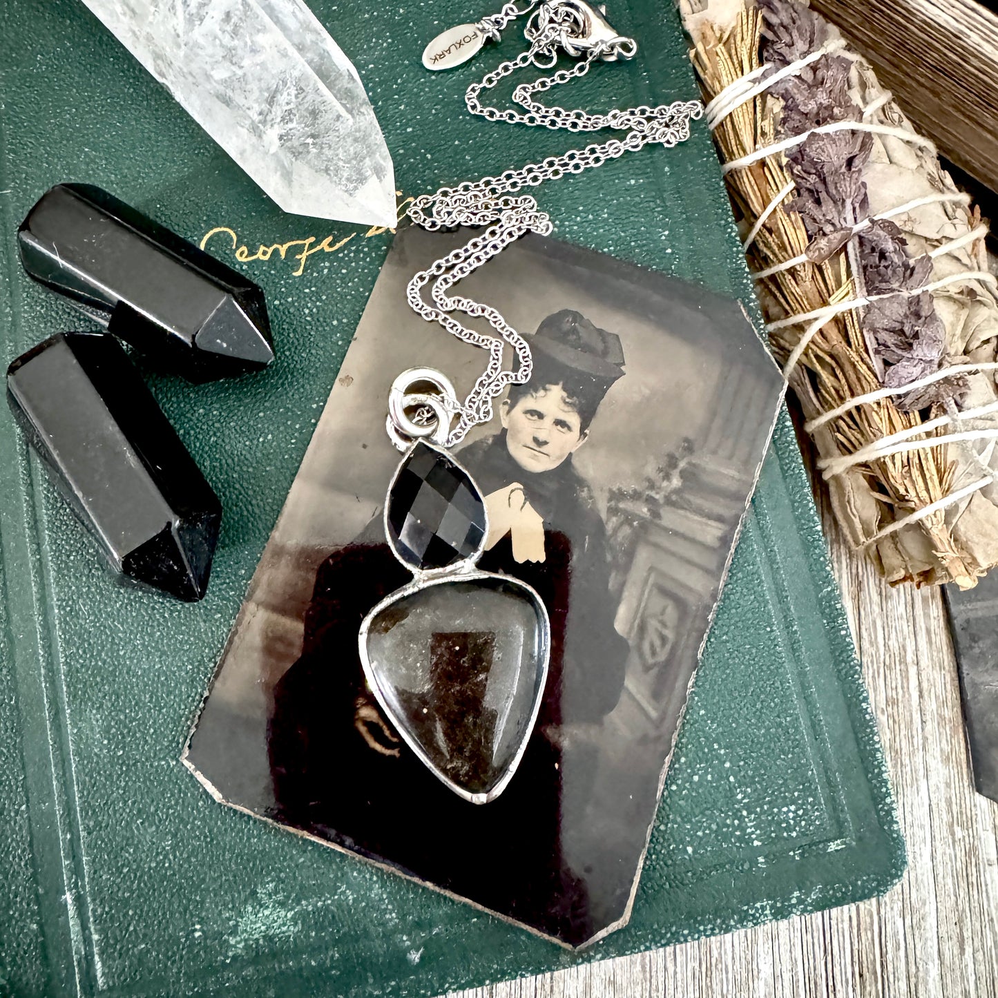 Multi Stone Black Onyx Silver Sheen Obsidian Necklace Silver / Foxlark Collection