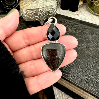 Multi Stone Black Onyx Silver Sheen Obsidian Necklace Silver / Foxlark Collection