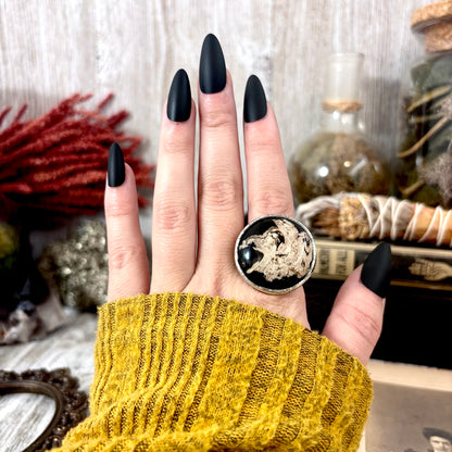 Fossilized Palm Root Crystal Ring Fine Silver Size 7 / Foxlark Collection - One of a Kind