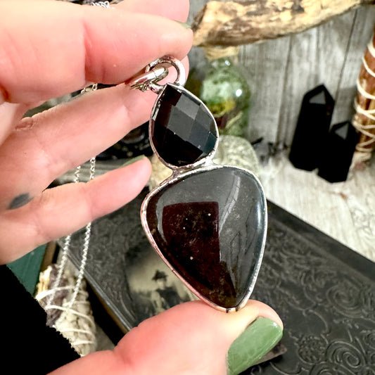 Multi Stone Black Onyx Silver Sheen Obsidian Necklace Silver / Foxlark Collection