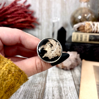 Fossilized Palm Root Crystal Ring Fine Silver Size 7 / Foxlark Collection - One of a Kind