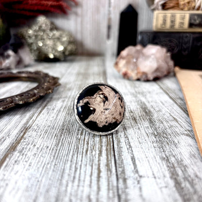 Fossilized Palm Root Crystal Ring Fine Silver Size 7 / Foxlark Collection - One of a Kind