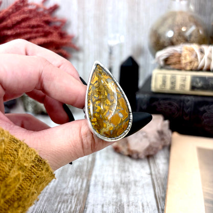 Petrified Wood Crystal Ring Fine Silver Size 6.5 / Foxlark Collection - One of a Kind