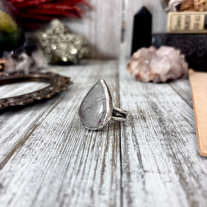 Rutilated Quartz Crystal Ring Fine Silver Size 8 / Foxlark Collection - One of a Kind