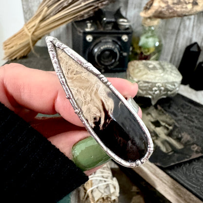 Fossilized Palm Root Crystal Ring Fine Silver Size 6.5 / Foxlark Collection - One of a Kind